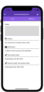 image showing mobile phone with additional fields on a dogs profile
